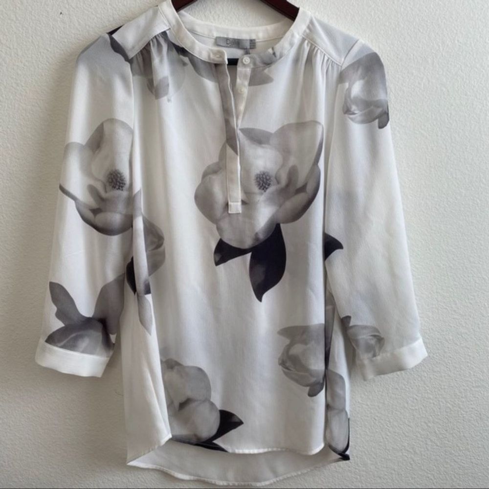 DALIA Floral 3/4 Sleeve Career Blouse Blk/Whi NWT